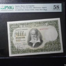 Billetes españoles: BILLETE 1000 PESETAS DE 1951. SERIE B. EBC+++// S/C-. ENCAPSULADO PMG58.