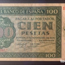 Billetes españoles: CMC 100 PESETAS 21 NOVIEMBRE 1936 BURGOS SERIE E EBC EDIFIL 421A