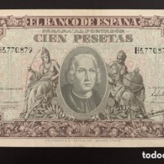 Billetes españoles: CMC 100 PESETAS 9 ENERO 1940 COLON SERIE H EBC- EDIFIL 438A