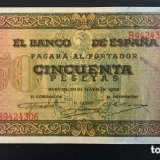 Billetes españoles: CMC 50 PESETAS 20 MAYO 1938 BURGOS SERIE B EBC EDIFIL 431A