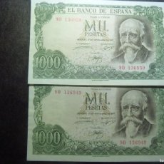 Banconote spagnole: PAREJA DE BILLETES 1000 PTAS 1971 ECHEGARAY SERIE ESPECIAL 9D EBC LIGERO DOBLEZ CASI PLANCHA