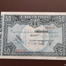 Banconote spagnole: 50 PESETAS 1937, BILBAO, MBC, SIN SERIE