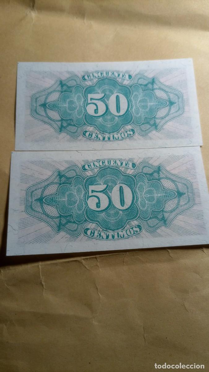 Billetes espa&ntilde;oles: ESPA&Ntilde;A - 50 CENTIMOS 1937 PAREJA - Foto 2