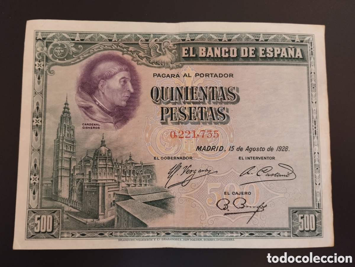 Billetes espa&ntilde;oles: 500 PTS 1928 EBC- - Foto 1