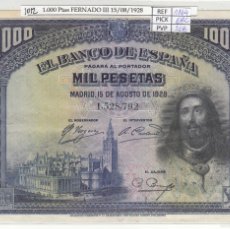 Billetes españoles: BILLETE ESPAÑA 1.000 PESETAS 1928 P-78A CON DOBLEZ CENTRAL EBC