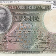 Billetes españoles: BILLETE ESPAÑA 1.000 PESETAS 1931 P-84A SIN CIRCULAR