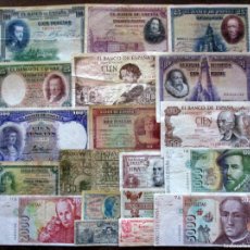 Billetes españoles: CONJUNTO DE BILLETES ESPAÑOLES, LOCALES DE LA GUERRA CIVIL, CUBA ESPAÑOLA ANTIGUOS. LOTE 2084