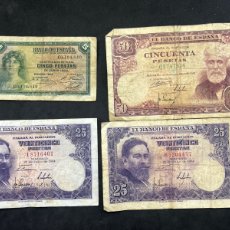 Billetes españoles: LOTE DE 4 BILLETES 1935, 1951, 1954