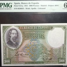 Billetes españoles: BILLETE 1000 PESETAS 1931 -JOSE ZORRILLA- PMG 66 EPQ SIN CIRCULAR