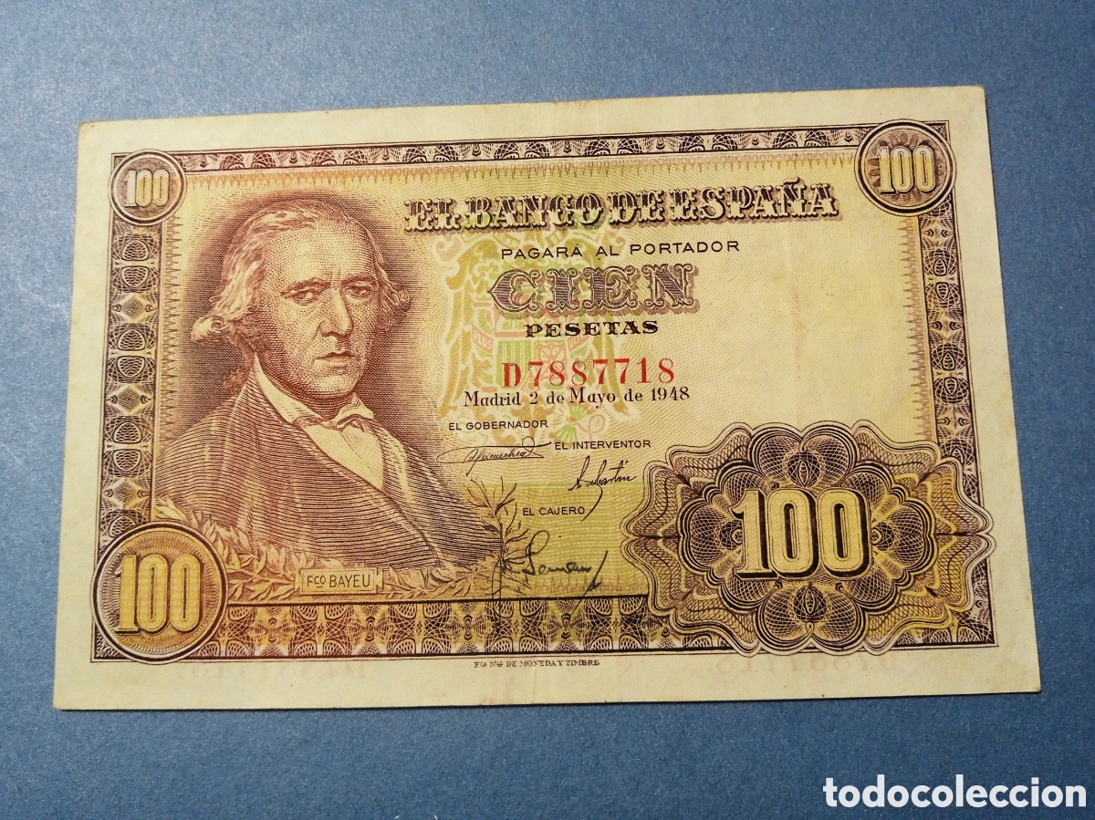 Billetes espa&ntilde;oles: CARP- 100 PESETAS 1948 BAYEU - Foto 1