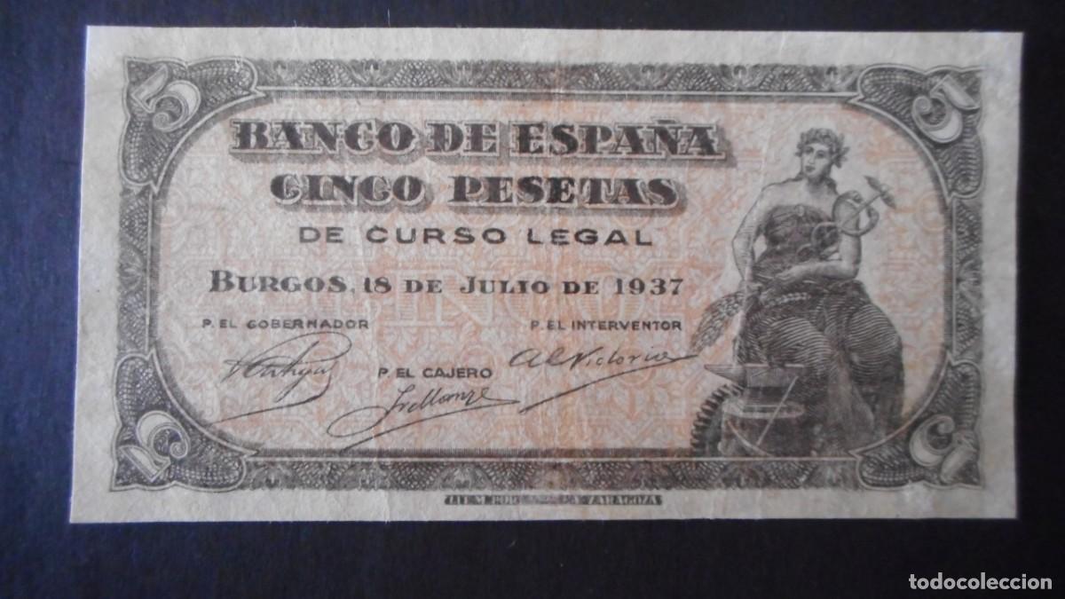 Billetes espa&ntilde;oles: 5 PESETAS 1937 / MBC+ - Foto 1