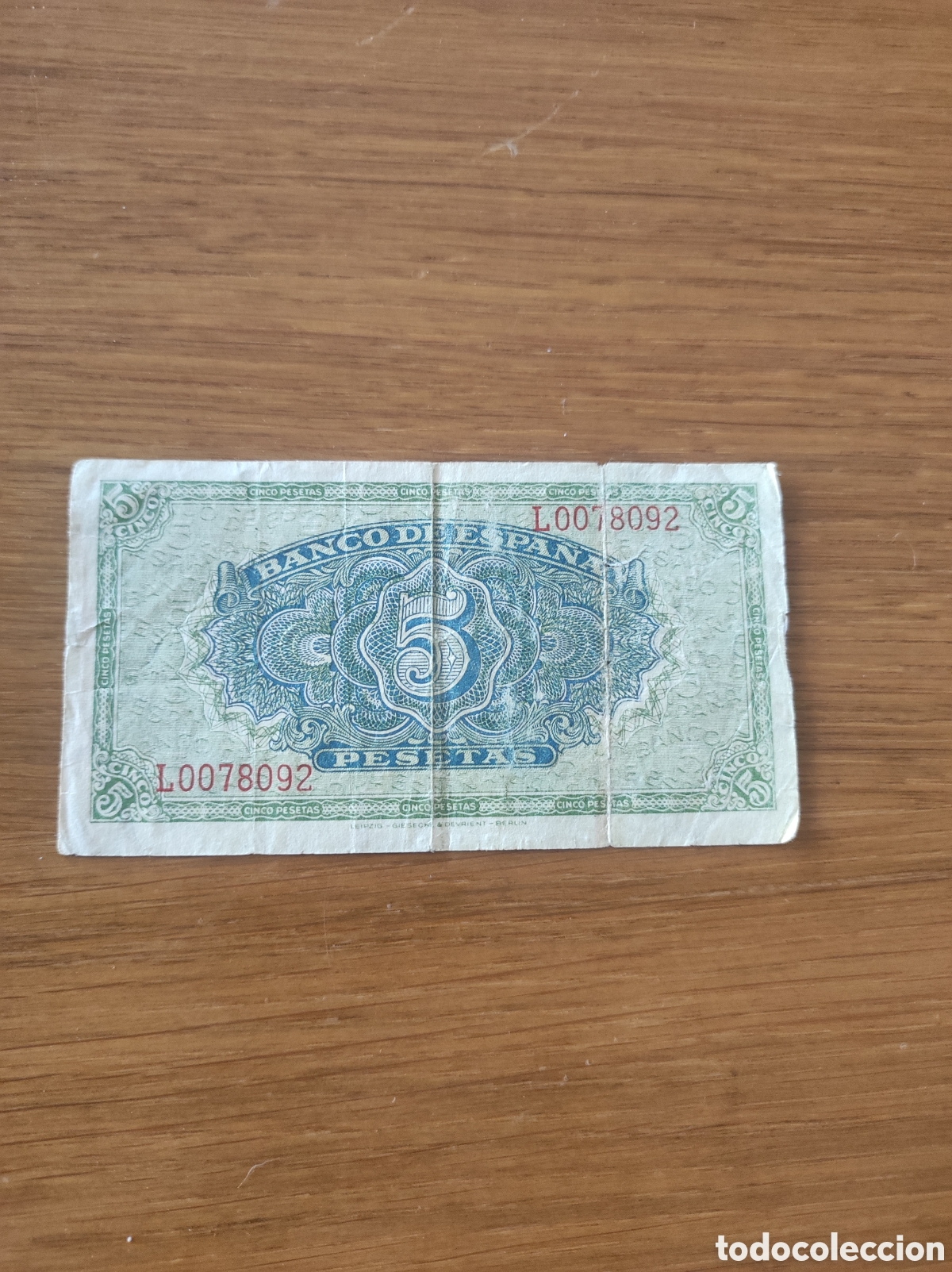 Billetes espa&ntilde;oles: Billete de 5 ptas, a&ntilde;o 1940 - Foto 2
