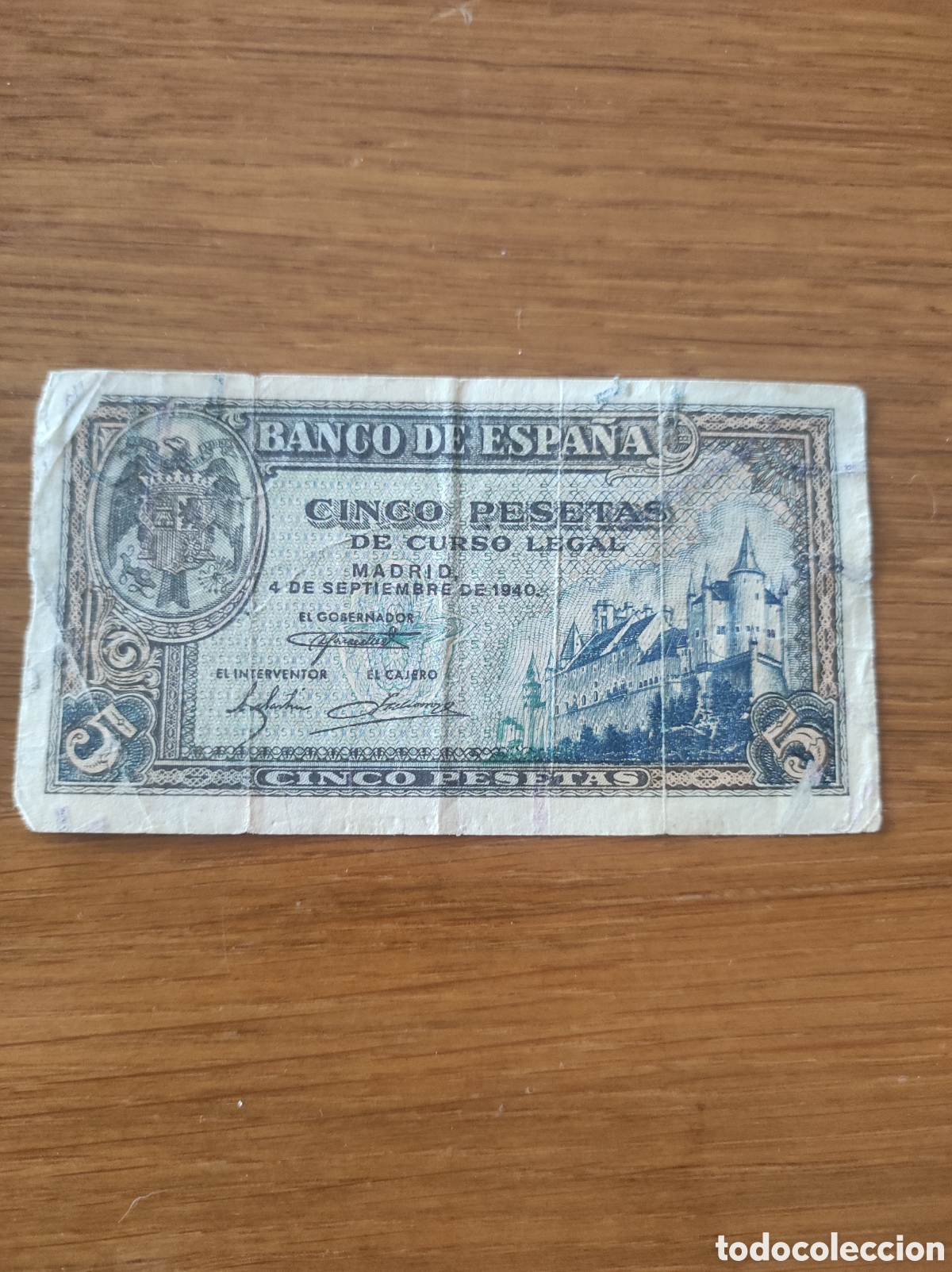 Billetes espa&ntilde;oles: Billete de 5 ptas, a&ntilde;o 1940 - Foto 1