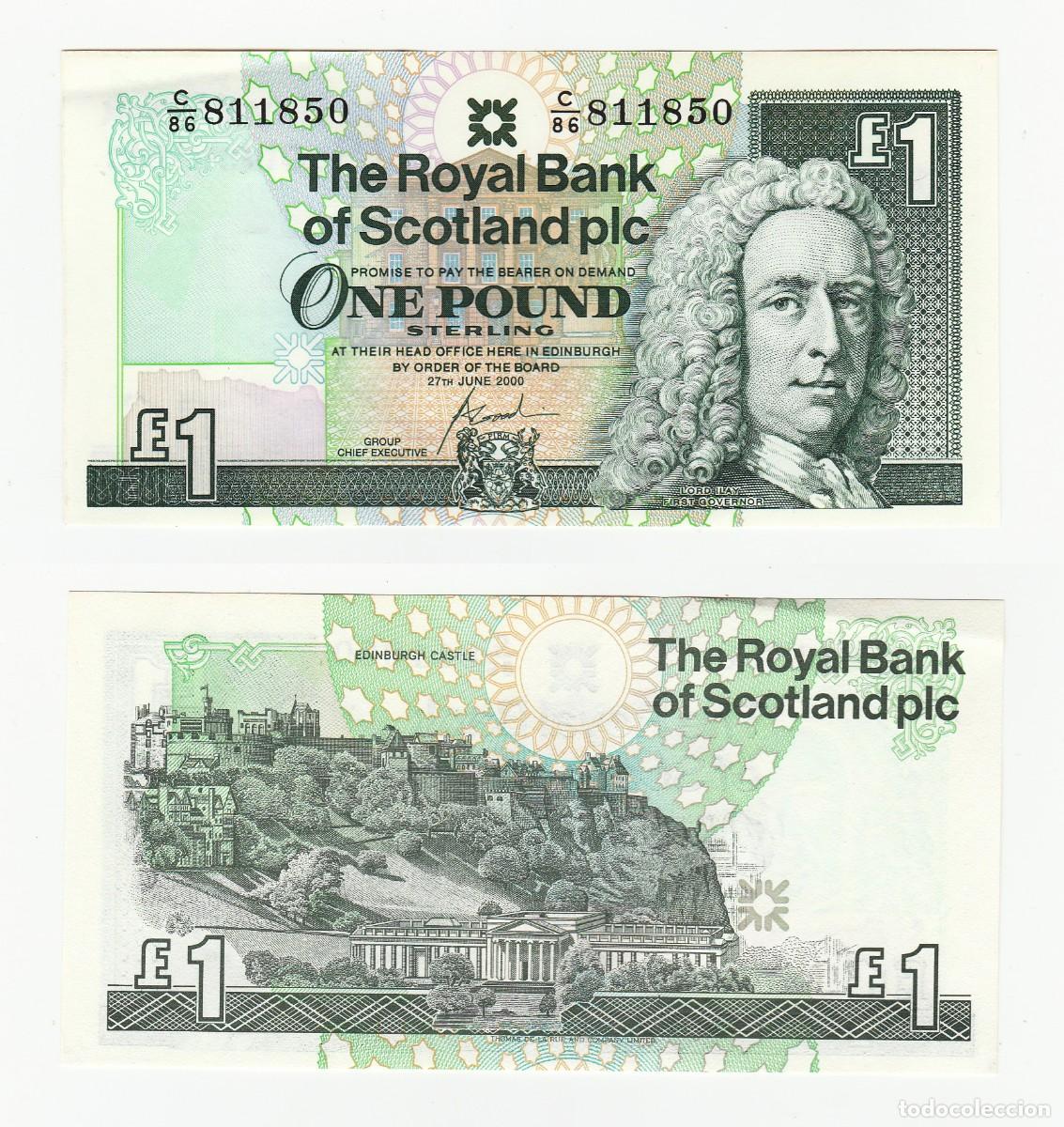 Billetes espa&ntilde;oles: ESCOCIA 1 LIBRA 2000 ROYAL BANK OF SCOTLAND n/s B11850 CASI SIN CIRCULAR (el de la foto)