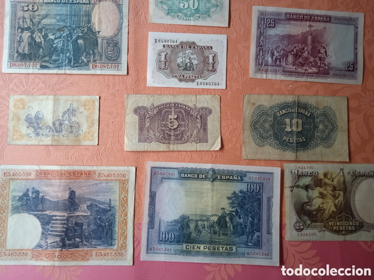 Billetes espa&ntilde;oles: Conjunto de 10 billetes de la 2&deg; rep&uacute;blica 1938 - Foto 5