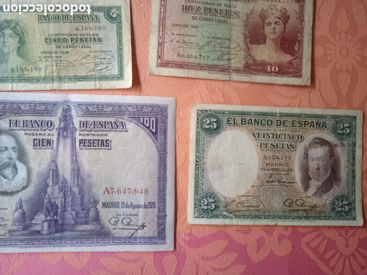 Billetes espa&ntilde;oles: Conjunto de 10 billetes de la 2&deg; rep&uacute;blica 1938 - Foto 6