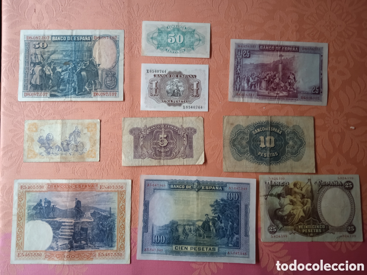 Billetes espa&ntilde;oles: Conjunto de 10 billetes de la 2&deg; rep&uacute;blica 1938 - Foto 2