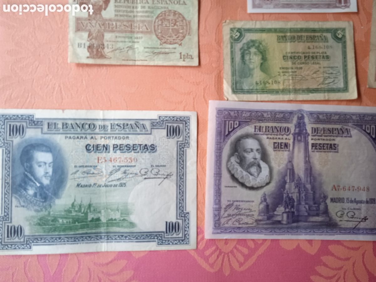 Billetes espa&ntilde;oles: Conjunto de 10 billetes de la 2&deg; rep&uacute;blica 1938 - Foto 8