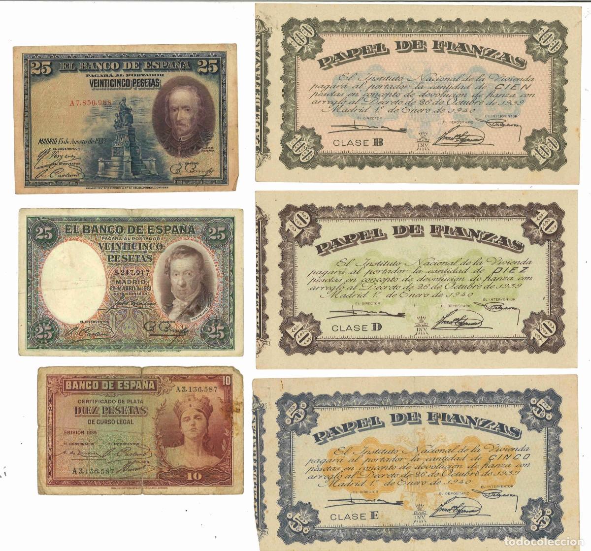 Billetes espa&ntilde;oles: Lote seis billetes espa&ntilde;oles - Foto 1