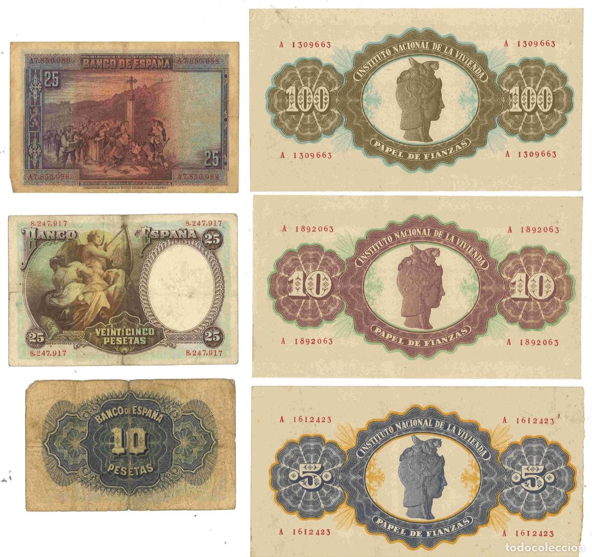 Billetes espa&ntilde;oles: Lote seis billetes espa&ntilde;oles - Foto 2