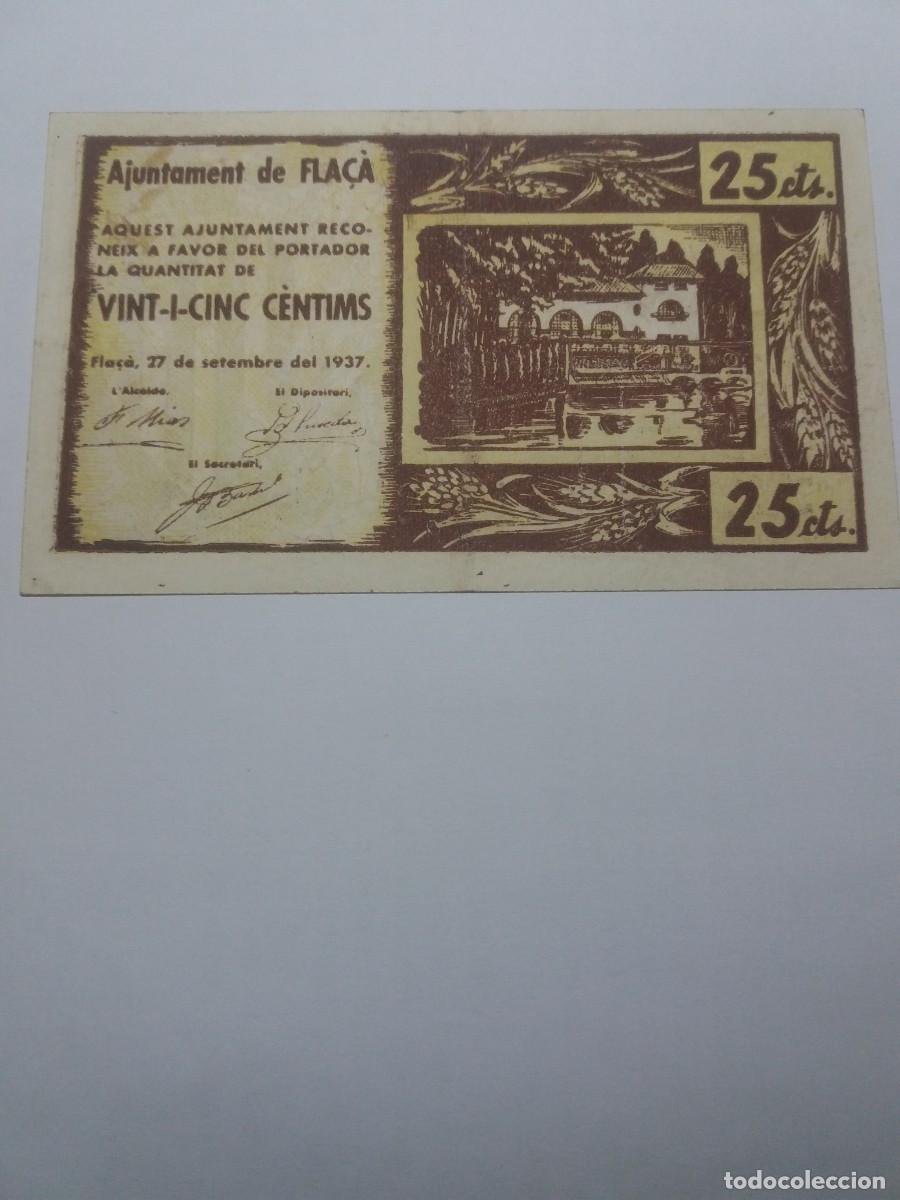 Billetes espa&ntilde;oles: Bitllet billete 25 C&egrave;ntims C&eacute;ntimos Ajuntament FLA&Ccedil;&Aacute; 27 Setiembre 1937
