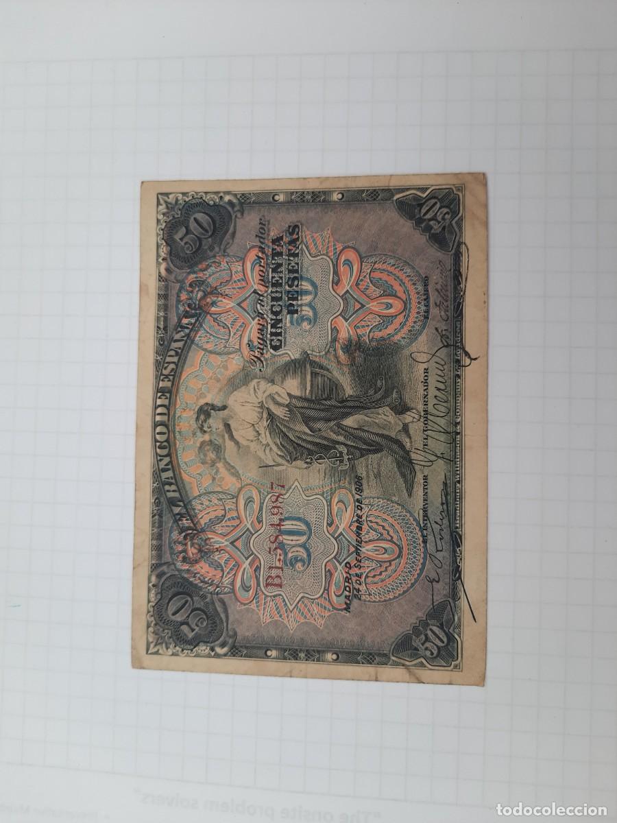 Billetes espa&ntilde;oles: 50 pesetas 1908 - Foto 2