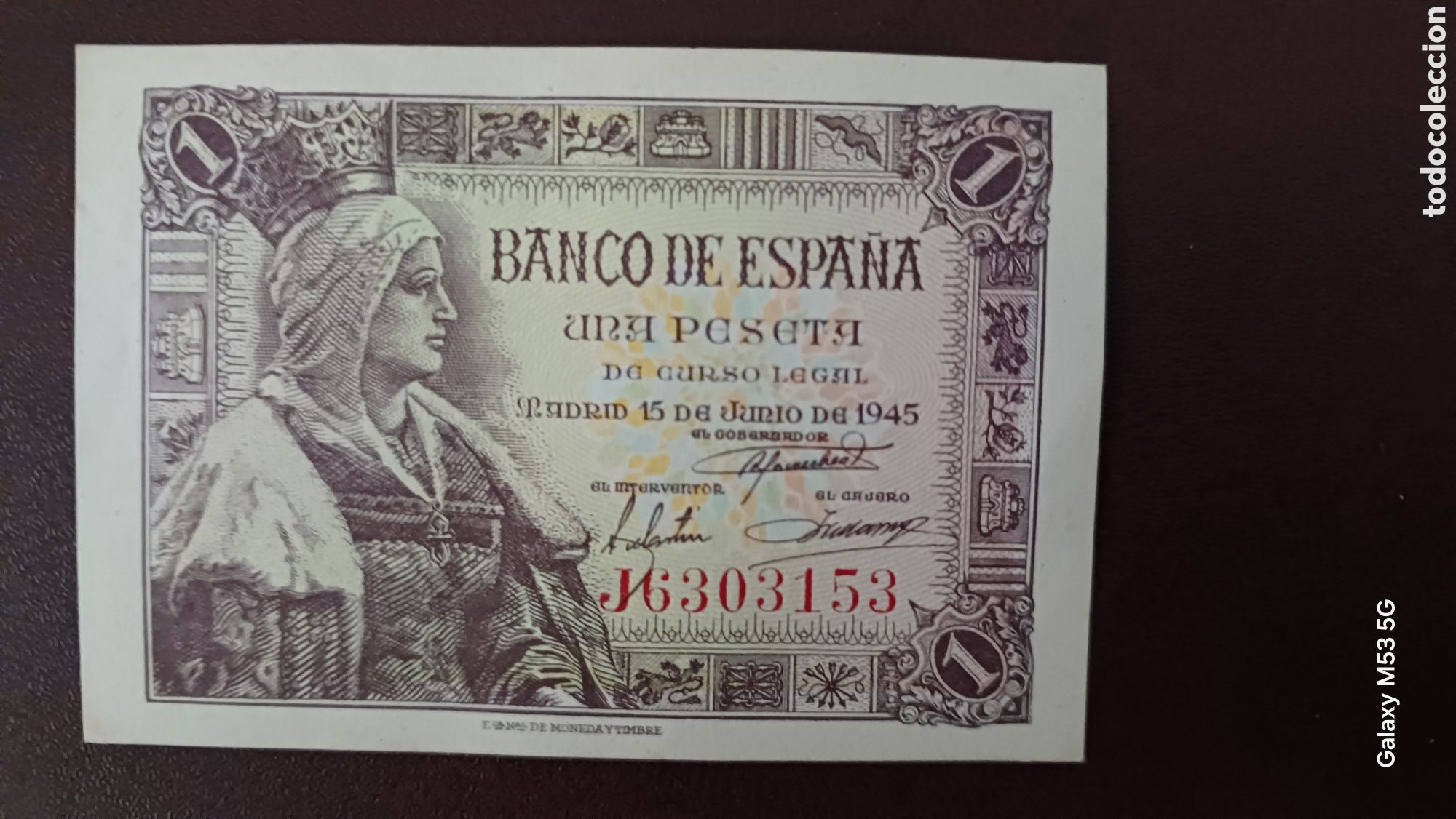 Billetes espa&ntilde;oles: Espa&ntilde;a 1peseta de 1945 sin circular - Foto 1