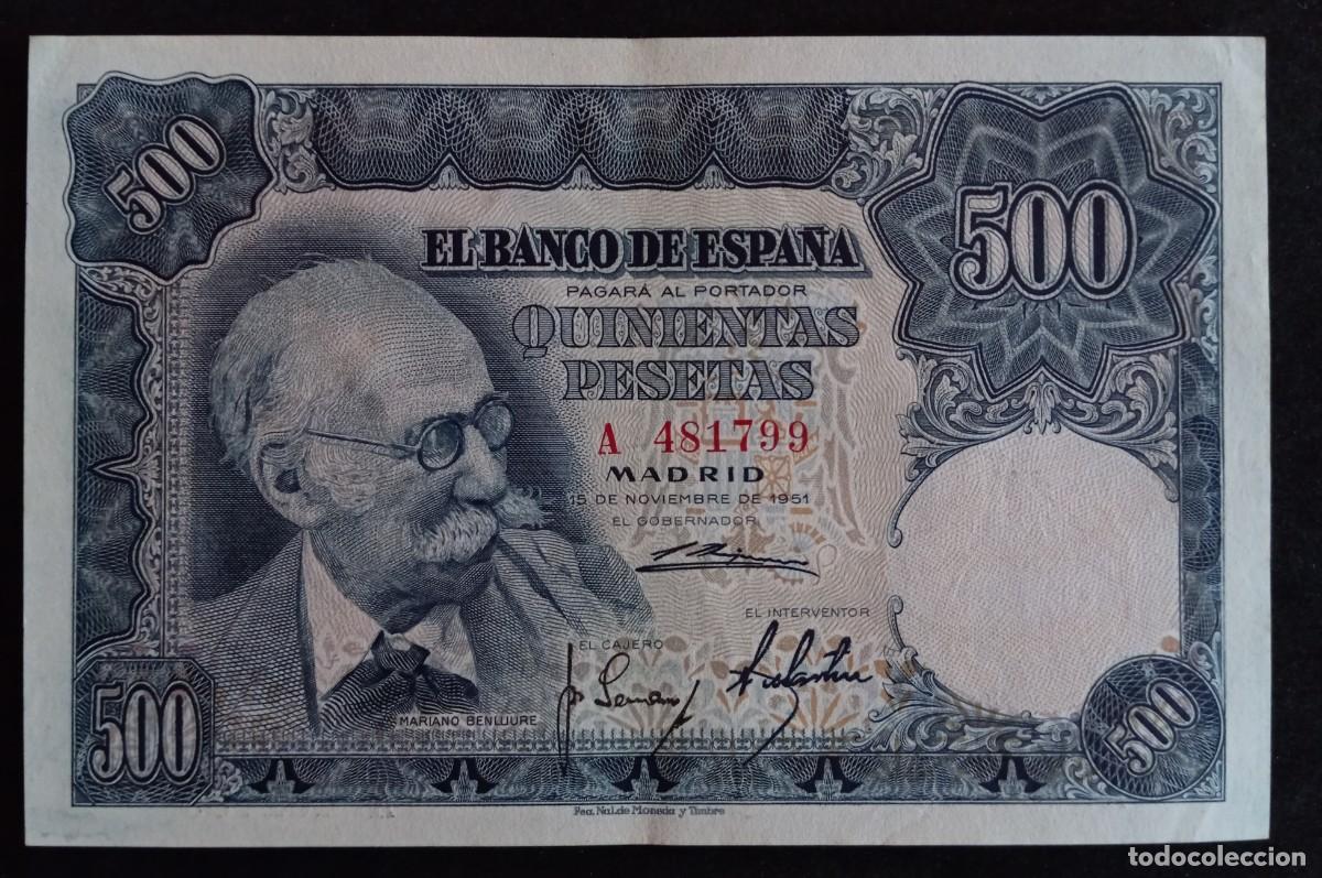 Billetes espa&ntilde;oles: 500 pesetas 1951 serie A EBC+ - Foto 1