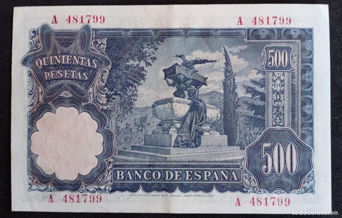 Billetes espa&ntilde;oles: 500 pesetas 1951 serie A EBC+ - Foto 2