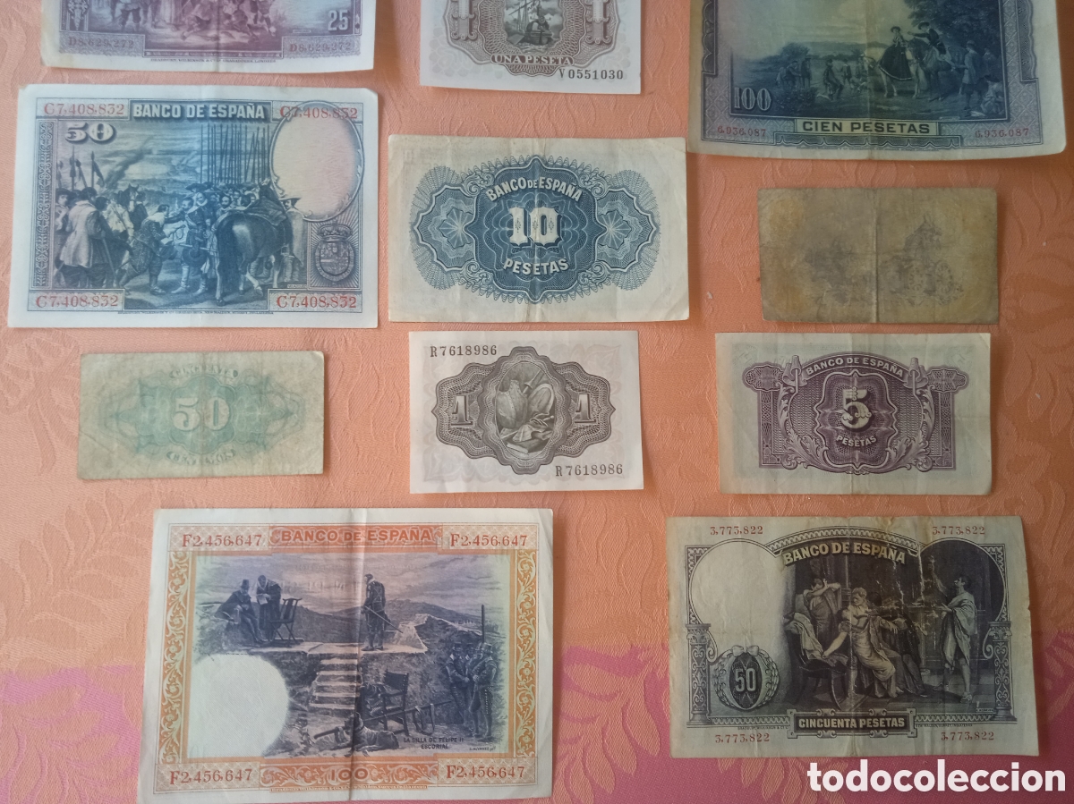 Billetes espa&ntilde;oles: Conjunto de 11 billetes de la rep&uacute;blica de 1938 - Foto 4