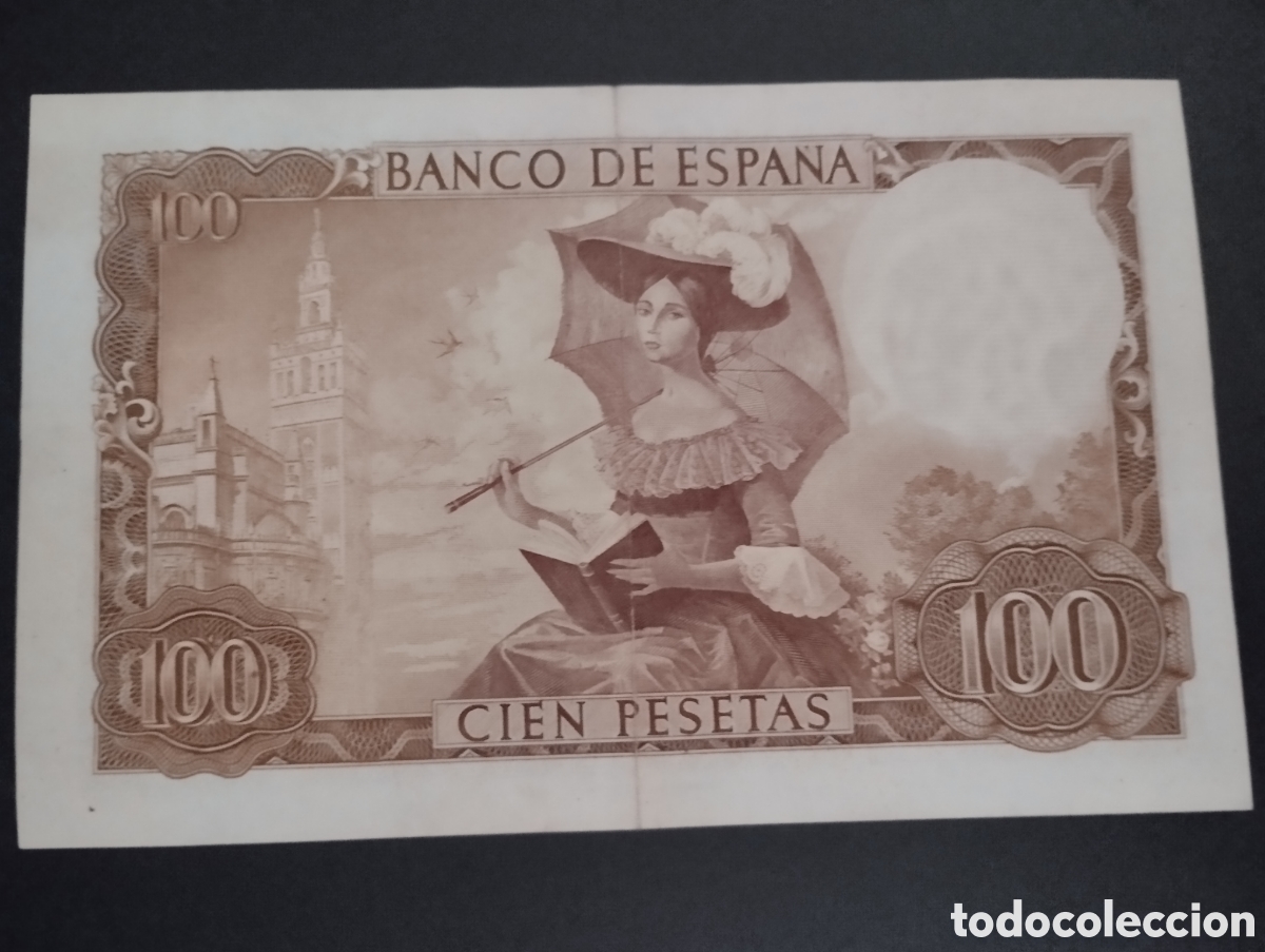 Billetes espa&ntilde;oles: Billete 100 pts 1965 B&eacute;cquer EBC - Foto 2