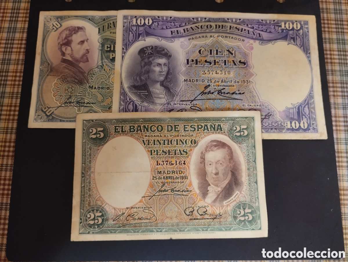 Billetes espa&ntilde;oles: Lote billetes Rep&uacute;blica 1931 - Foto 1