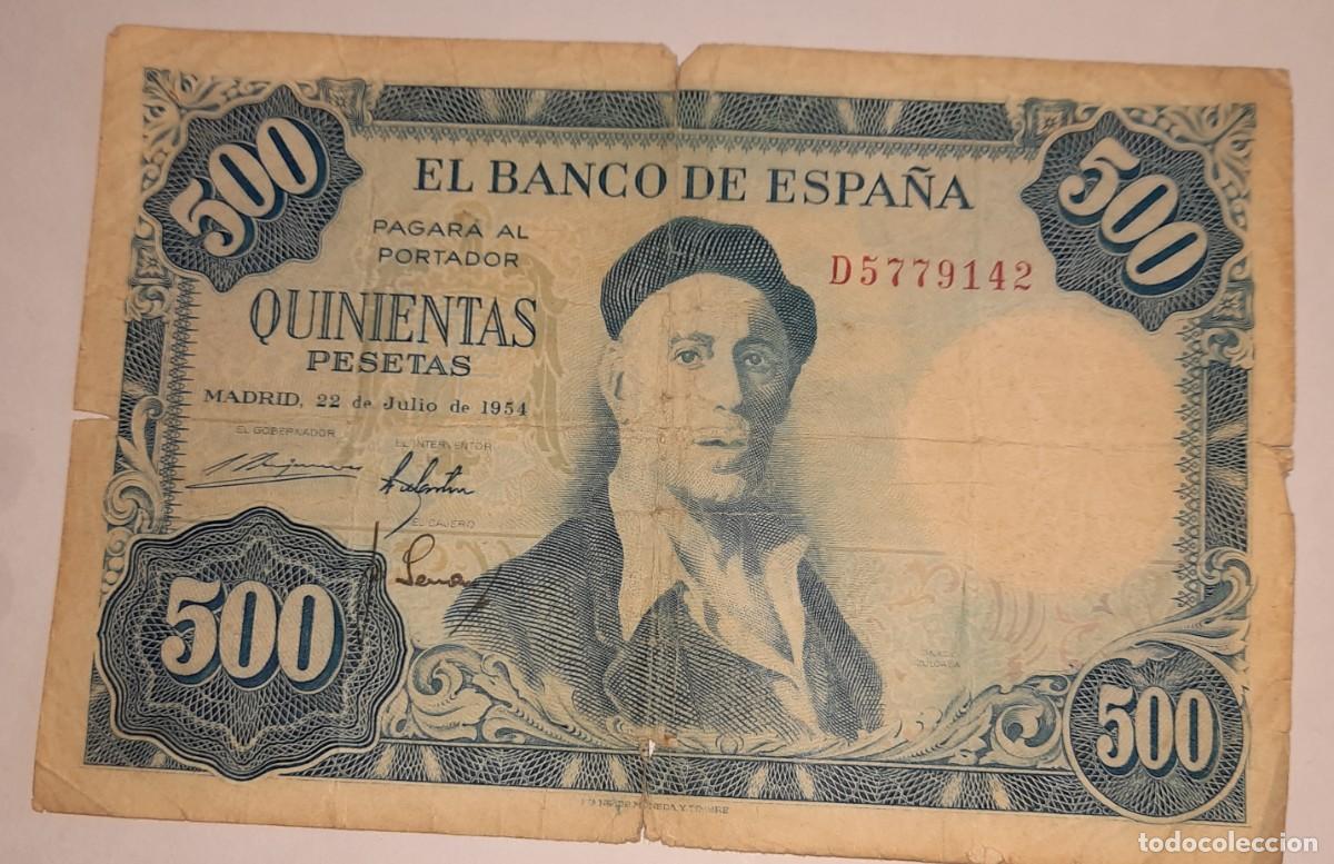 Billetes espa&ntilde;oles: Billete 500 pesetas 1954 - Foto 1