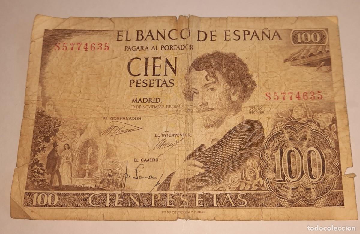 Billetes espa&ntilde;oles: Billete 100 pesetas 1965 - Foto 1