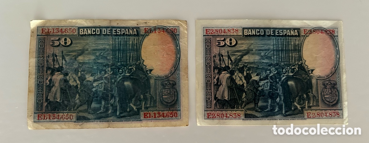 Billetes espa&ntilde;oles: 2 BILLETES DE 50 PESETAS 1928 - Foto 2