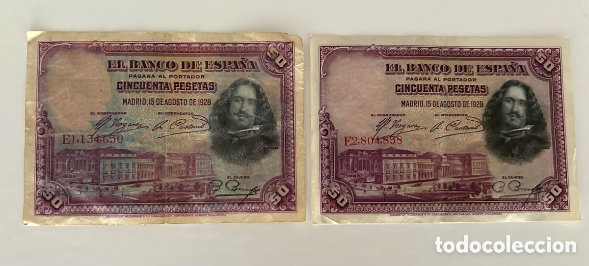 Billetes espa&ntilde;oles: 2 BILLETES DE 50 PESETAS 1928 - Foto 1