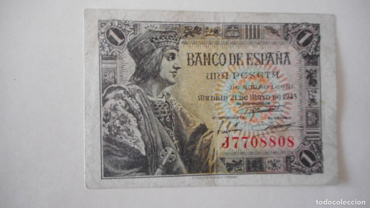 Billetes espa&ntilde;oles: 1 PESETA MAYO 1943 / MBC+ - Foto 1