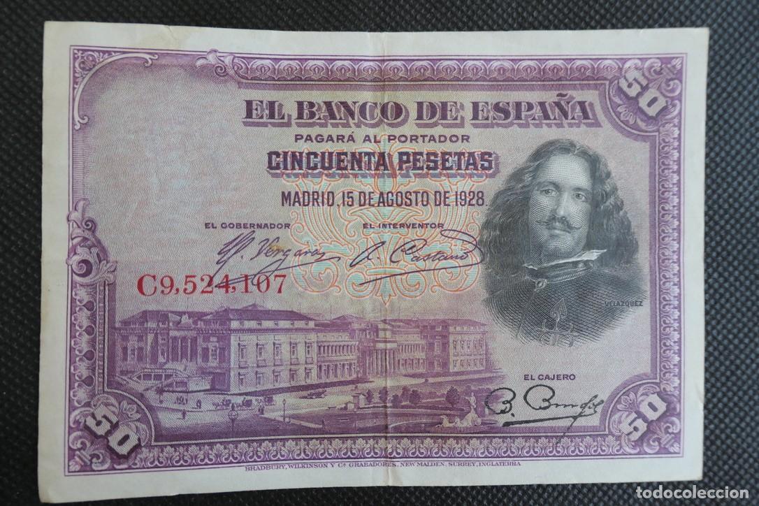 Billetes espa&ntilde;oles: BILLETE- CINCUENTA PESETAS VELAZQUEZ - 1928- C 9,524,107