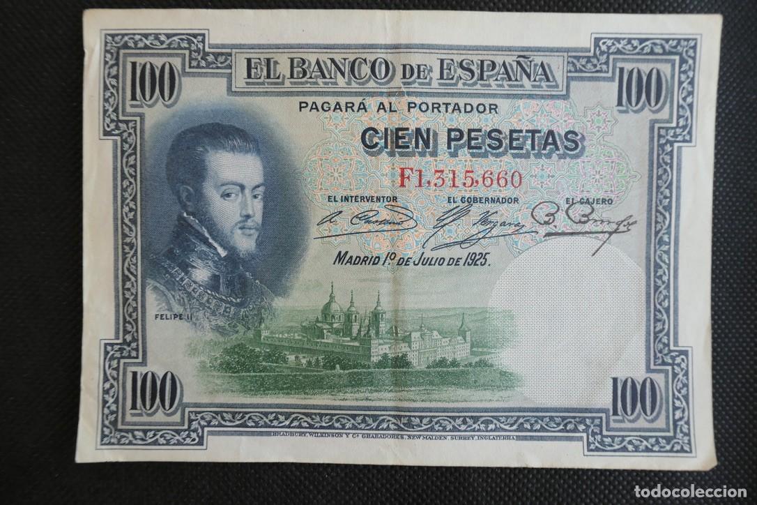 Billetes espa&ntilde;oles: BILLETE, CIEN PESETAS -FELIPE II 1925 - F1,315,660
