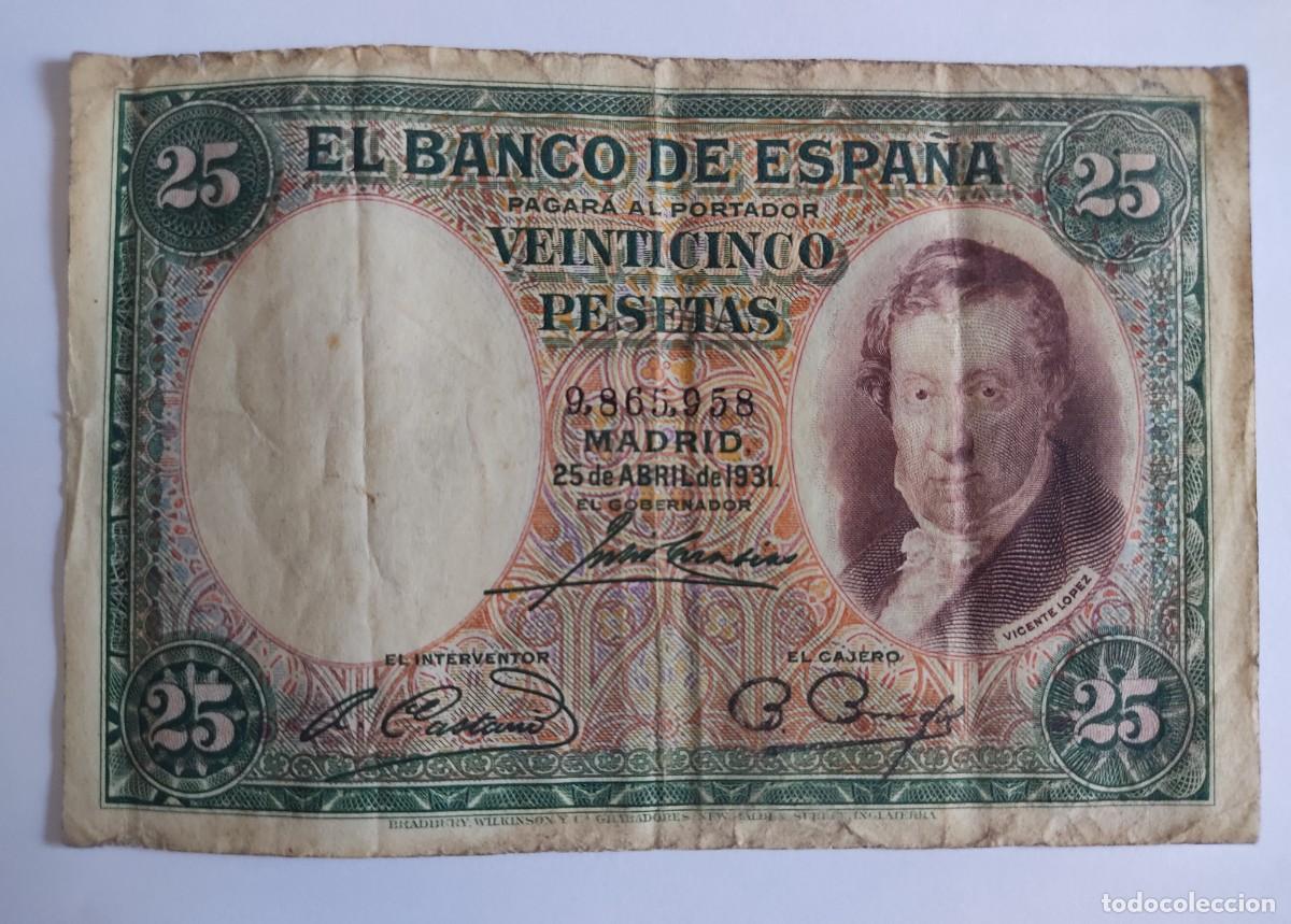 Spanische Banknoten: BILLETE DE 25 PESETAS A&Ntilde;O 1931. SIN SERIE