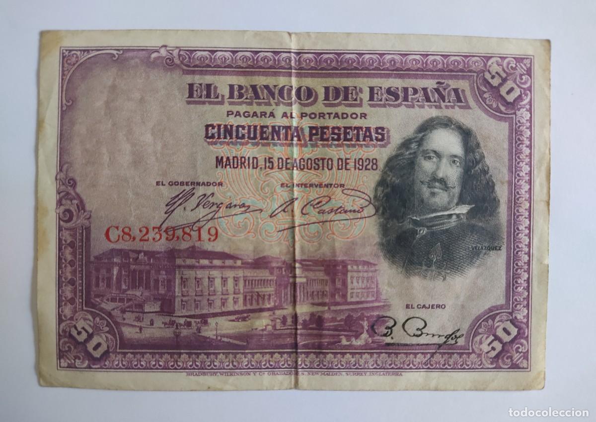 Spanische Banknoten: BILLETE DE 50 PESETAS. A&Ntilde;O 1928. CON SERIE