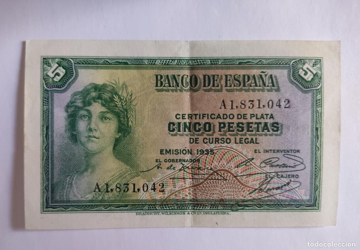 Spanische Banknoten: BILLETE DE CINCO PESETAS. 1935. CON SERIE