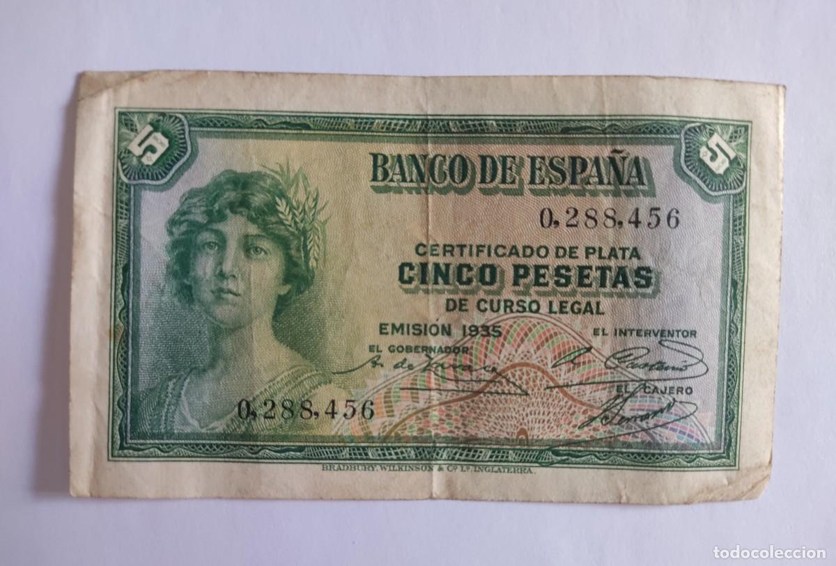 Spanische Banknoten: BILLETE DE 5 PESETAS DE 1935. SIN SERIE