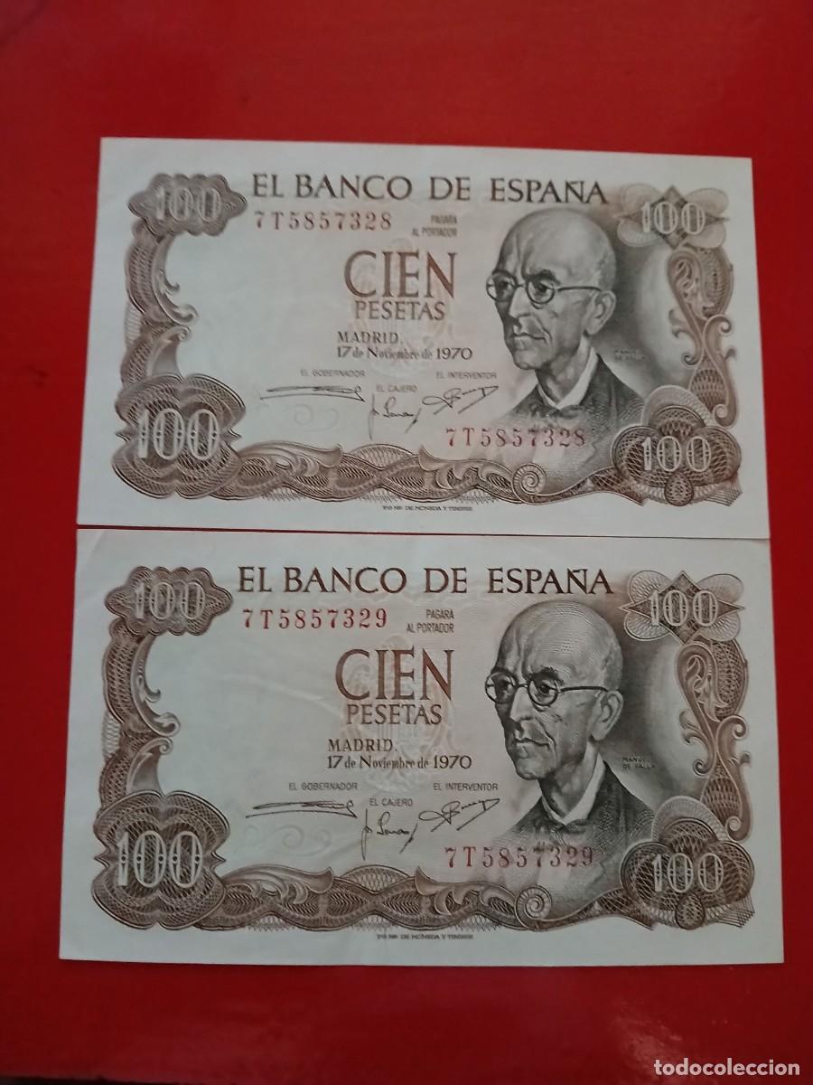 Billetes espa&ntilde;oles: 100 PTS MANUEL DE FALLA 1070 (correlatius) - Foto 1