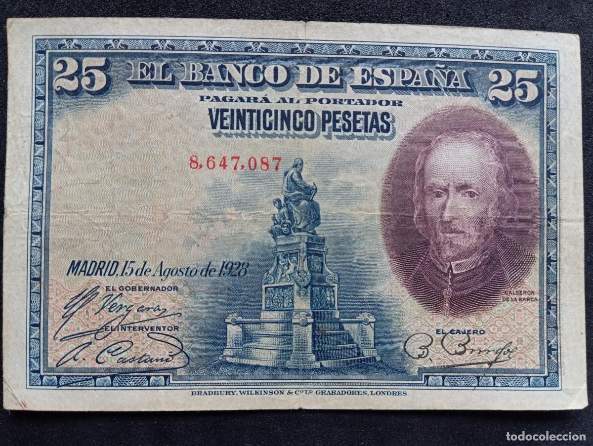 Billetes espa&ntilde;oles: 25 pesetas 1928 sin serie (MBC-) - Foto 1