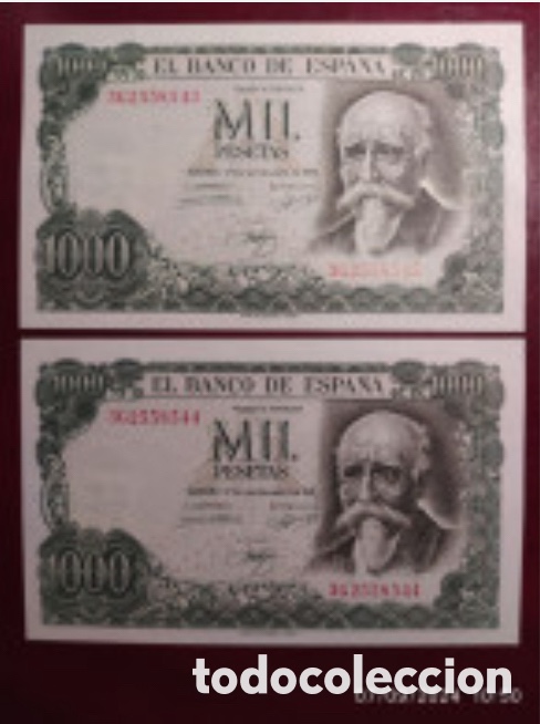 Spanish Banknotes: Pareja correlativa 1000 pesetas 1970 sc plancha lujo