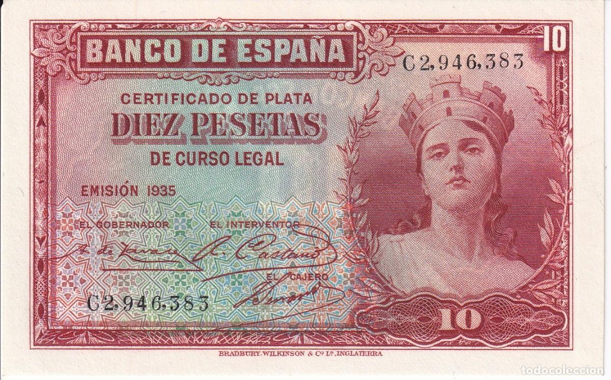 Billetes espa&ntilde;oles: BILLETE DE 10 PESETAS DEL A&Ntilde;O 1935 CERTIFICADO PLATA SERIE C SIN CIRCULAR (SC)