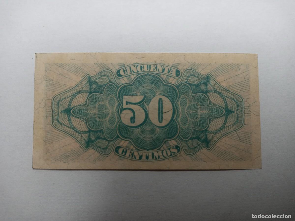 Billetes espa&ntilde;oles: billete-moneda 50 c&eacute;ntimos, Rep&uacute;blica Espa&ntilde;ola, emisi&oacute;n 1937