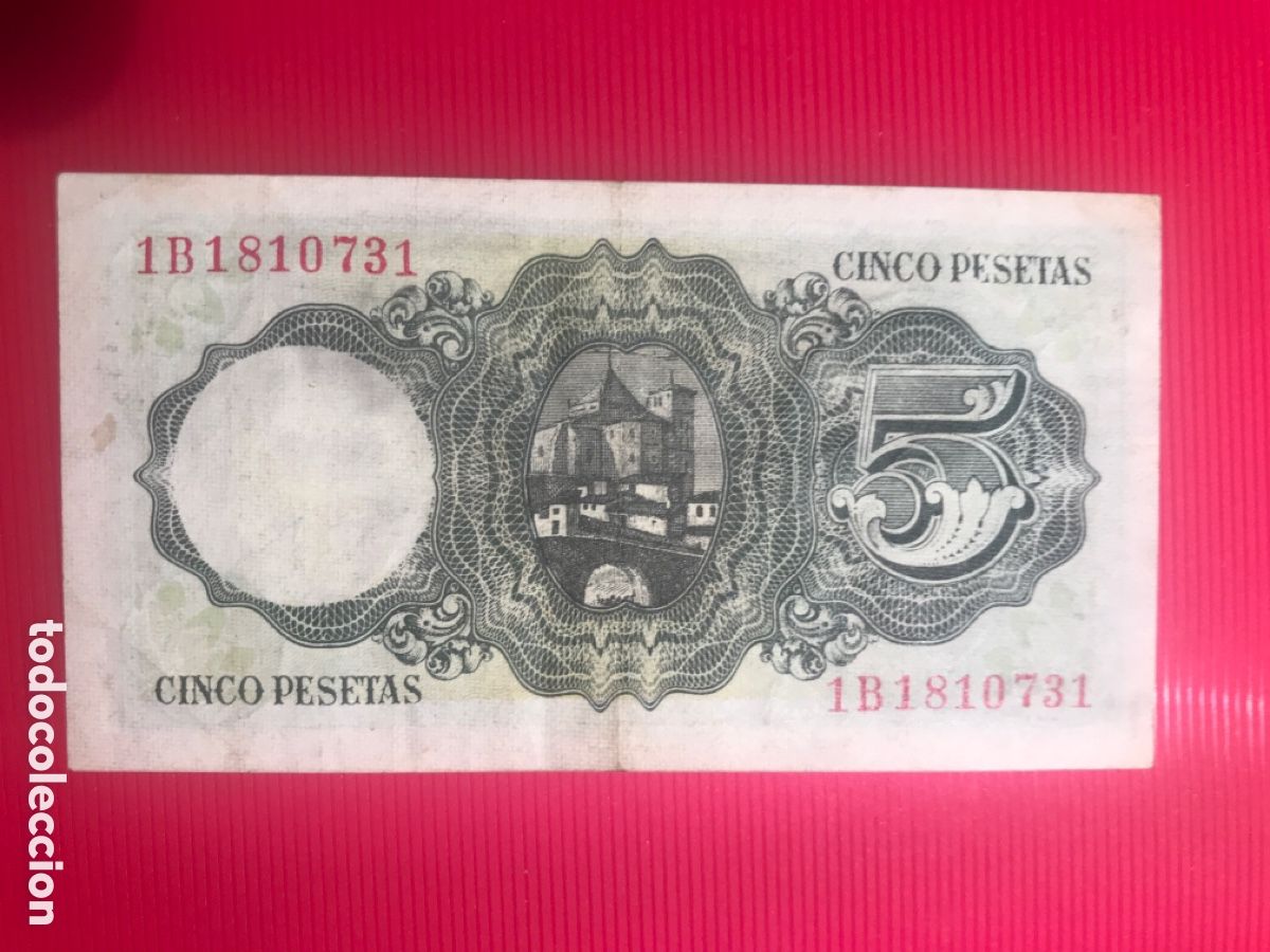 Billetes espa&ntilde;oles: Billete 5 pesetas 1951 - Foto 2