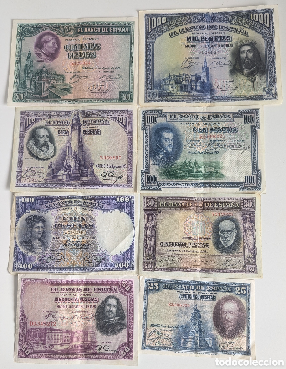 Billetes espa&ntilde;oles: 8 billetes espa&ntilde;oles antiguos - Foto 2